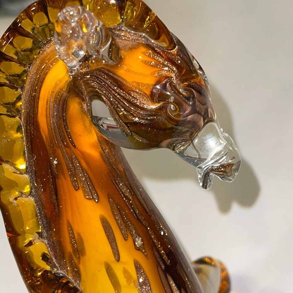 Vintage Murano Hand-Blown Amber gold Glass Young Horse Heavy Equestrian Glass - Picture 9 of 10